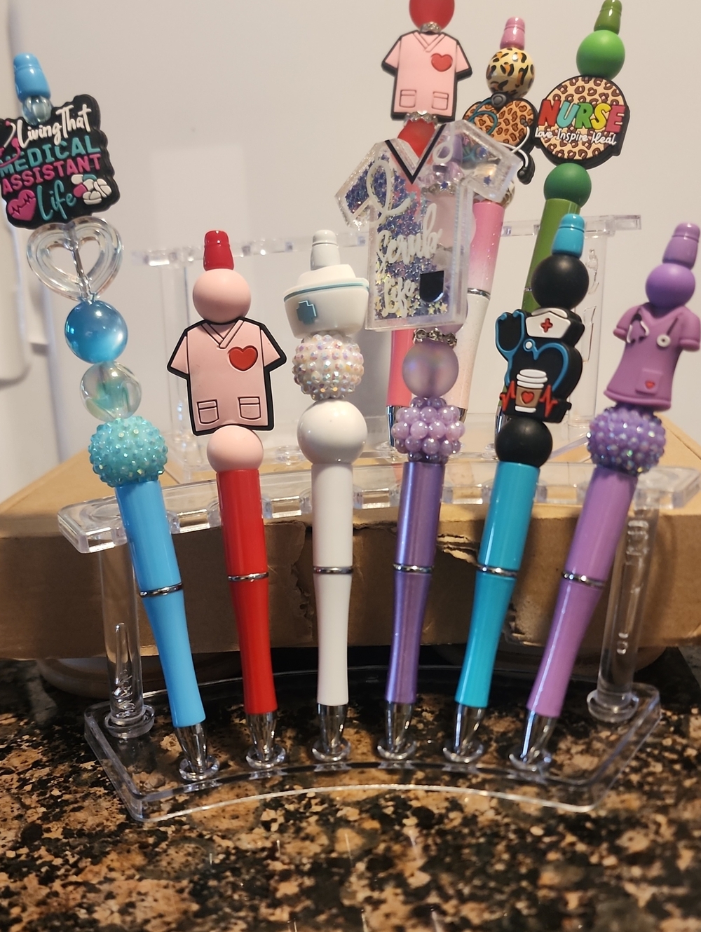 Assorted Nurse-Themed Ballpoint Pen Set in Blue, Red, White, Purple
